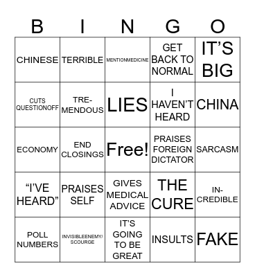TRUMP PRESS BRIEF Bingo Card