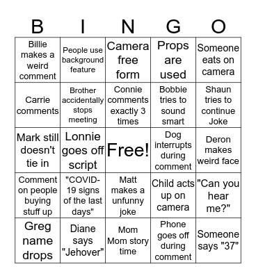 Meeting Bingo Card
