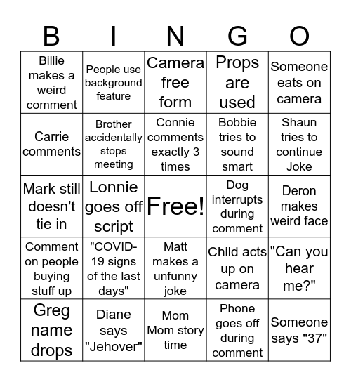 Meeting Bingo Card