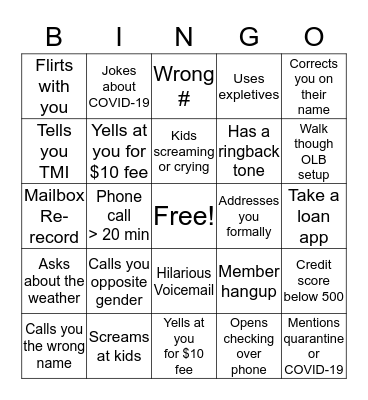 Quarantine Bingo Card