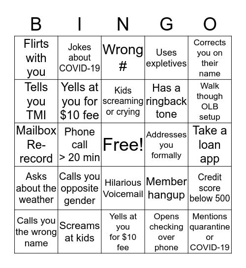 Quarantine Bingo Card