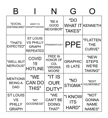 BESHEAR BRIEFING BINGO Card