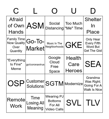 Google Cloud OSP Bingo Card