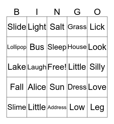 Articulation Bingo! /s/ & /l/ Bingo Card