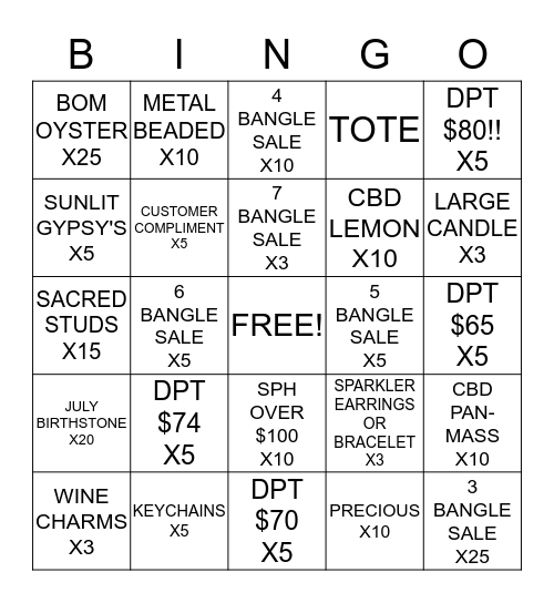 JULY WEEK THREE!! Bingo Card