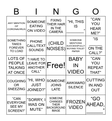 CONFERENCE CALL BINGO! Bingo Card