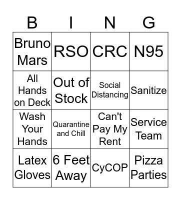 COVID-19 BINGO Card