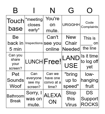 Conference Call Bingo Card