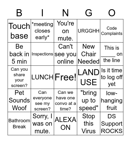 Conference Call Bingo Card