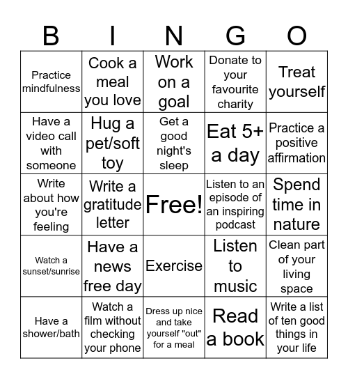 /r/NZRovers Self Care Bingo Card