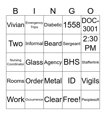 HSU Bingo Card