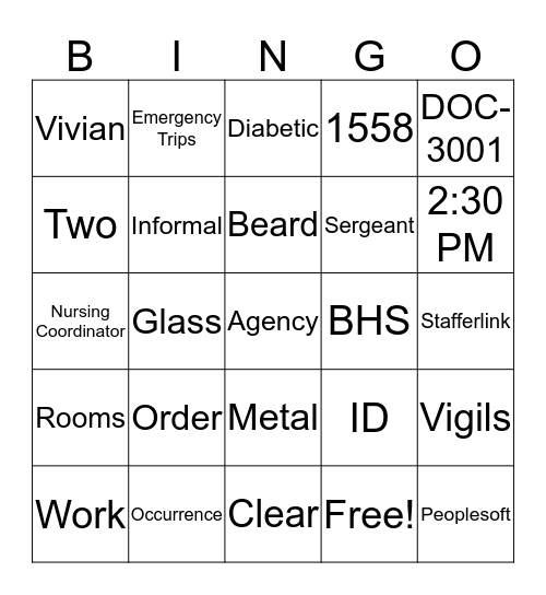 HSU Bingo Card