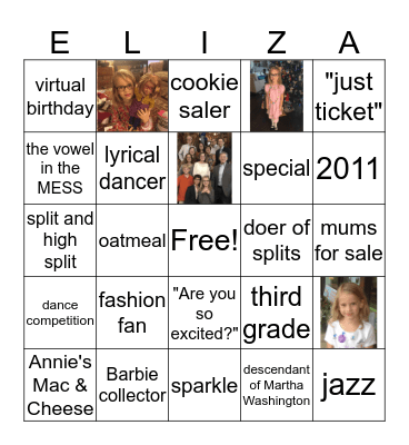 Divine Nine:  Eliza Bingo Card