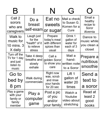 CORONAVIRUS Fitness BINGO Card