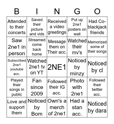BLACKJACKS AUDITION Bingo Card