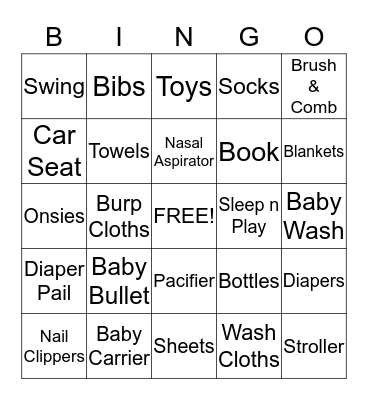 BINGO for Baby Pickett Bingo Card