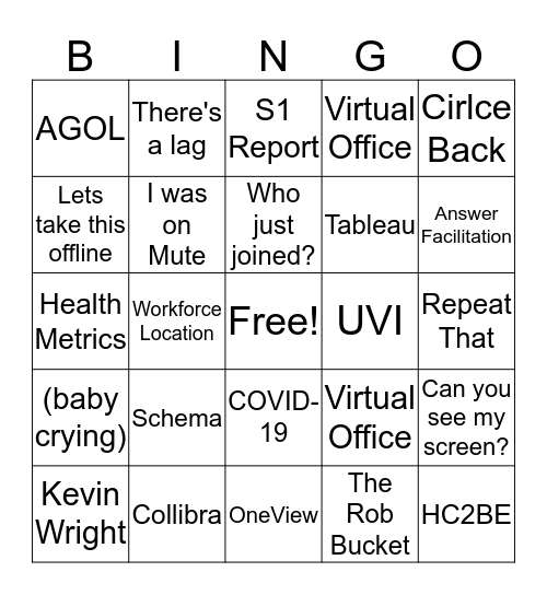 DHS Cube Team Bingo Card