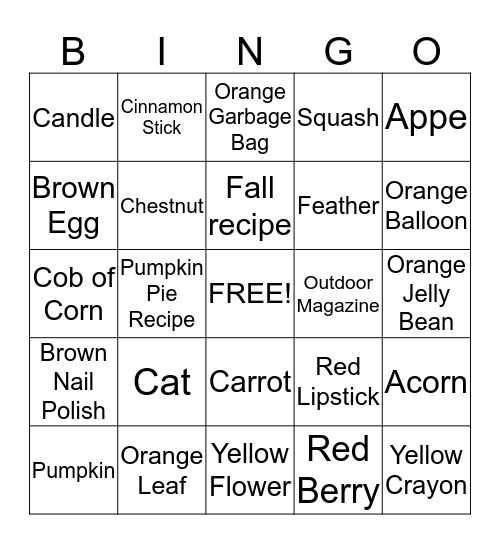 Magazine Scavenger Hunt Bingo Card