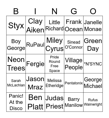 Pride Round Bingo Card