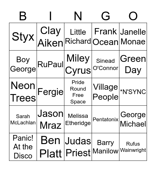 Pride Round Bingo Card