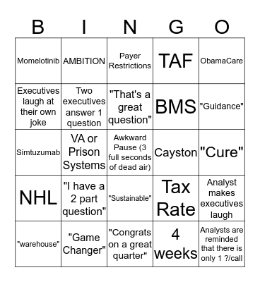 Q2'14 EARNINGS CALL BINGO Card