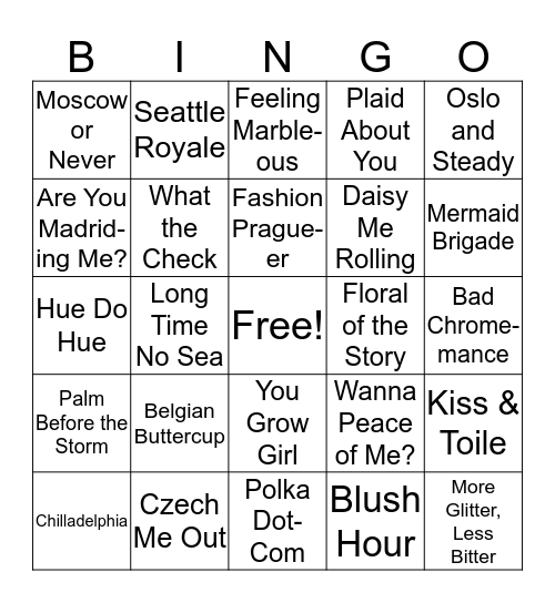 Girls Night In Bingo Card
