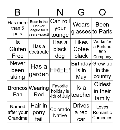 JLD Mingle Bingo Card