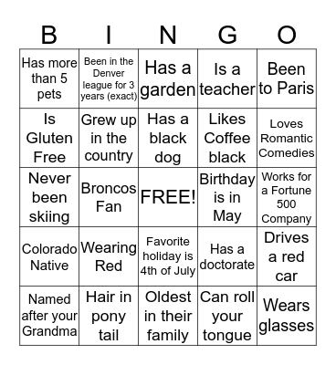 JLD Mingle Bingo Card