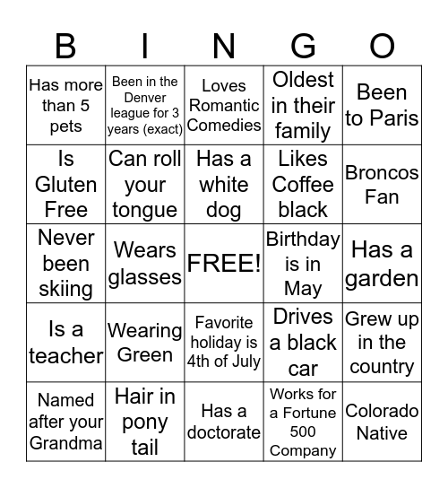 JLD Mingle Bingo Card