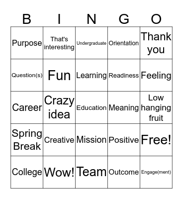 Edpsych Bingo Card