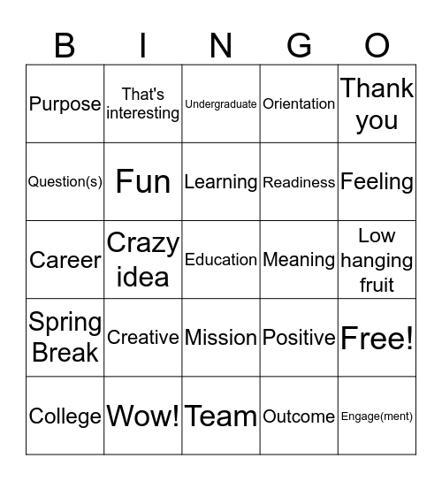 Edpsych Bingo Card