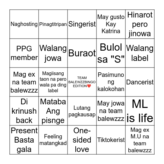 Team Balewzzz Bingo Edition Bingo Card