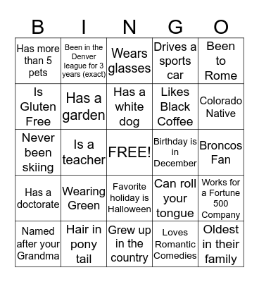 JLD Mingle Bingo Card