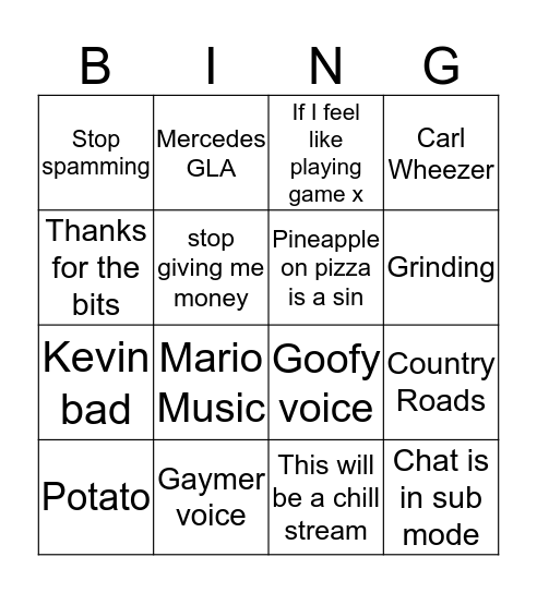 RTGAME Bingo Card