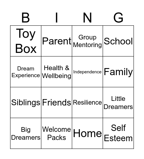 Little Dreamers Bingo Cards Bingo Card