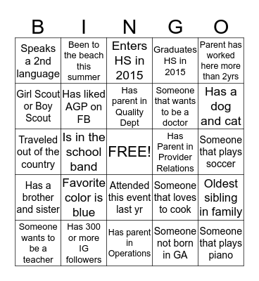 AMERIGROUP HUMAN BINGO Card