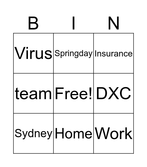 DXC Bingo  Bingo Card