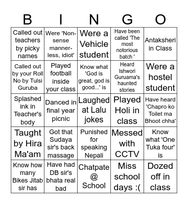OPS Bingo Card