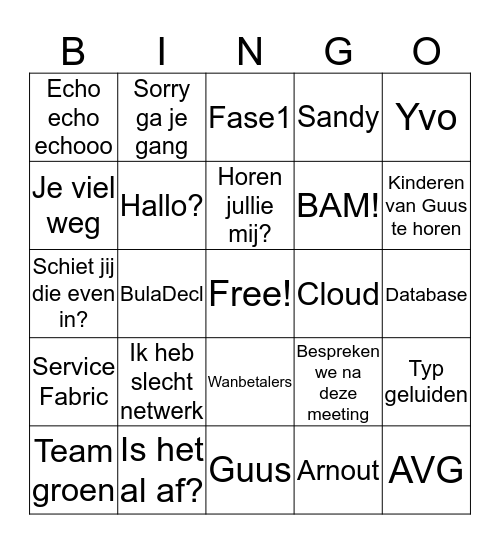 TEAM GROEN BINGO Card