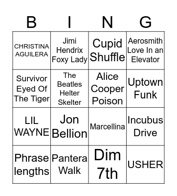 MUSIC Bingo Card