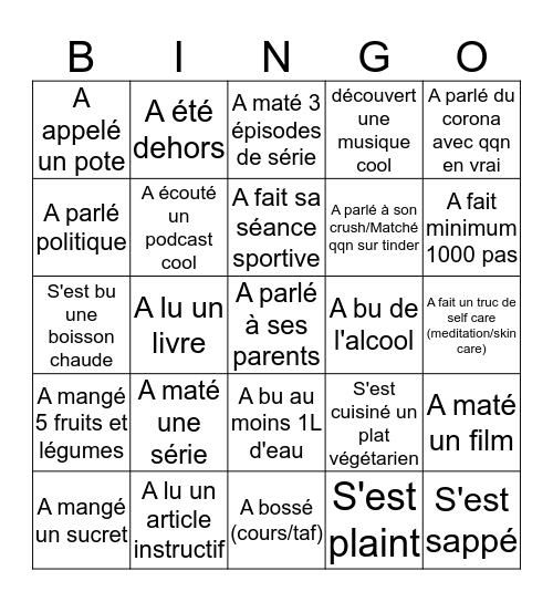 The Samou In Quarantine Bingo  Bingo Card