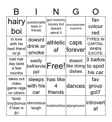 Masao bingo Card