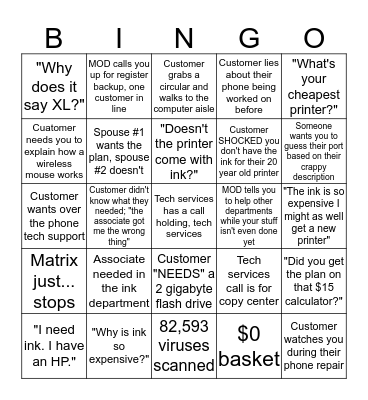 Tech Bingo Card