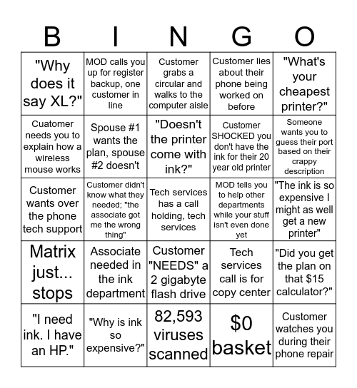 Tech Bingo Card