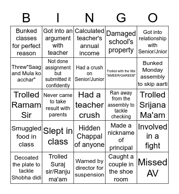 EX-ALOKIANS Bingo Card