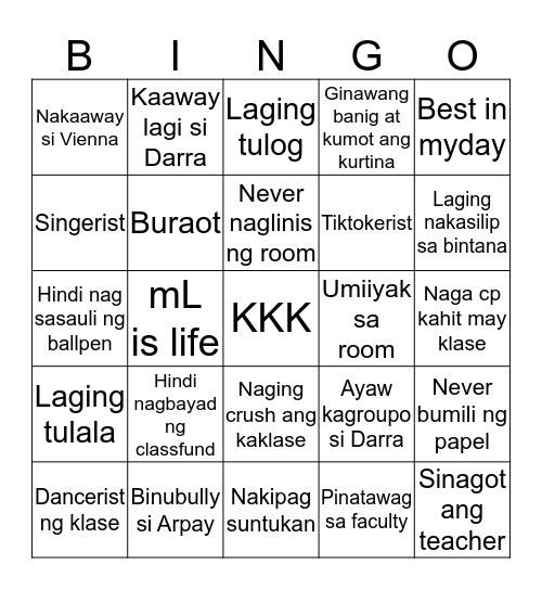 Andres Bonifacio BINGO CHALLENGE Bingo Card