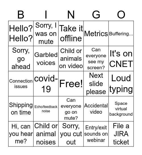 All Hands Bingo Card