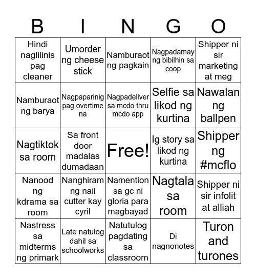 BINGO - THOMAS EDITION Bingo Card