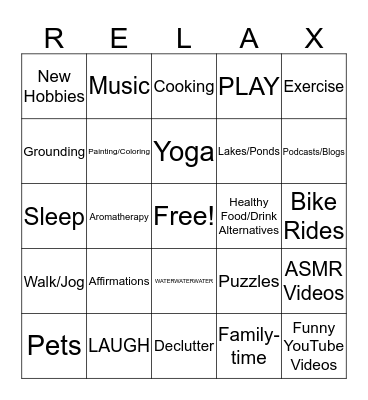 Self Care BINGO Card