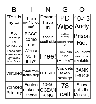 PD Bingo Card